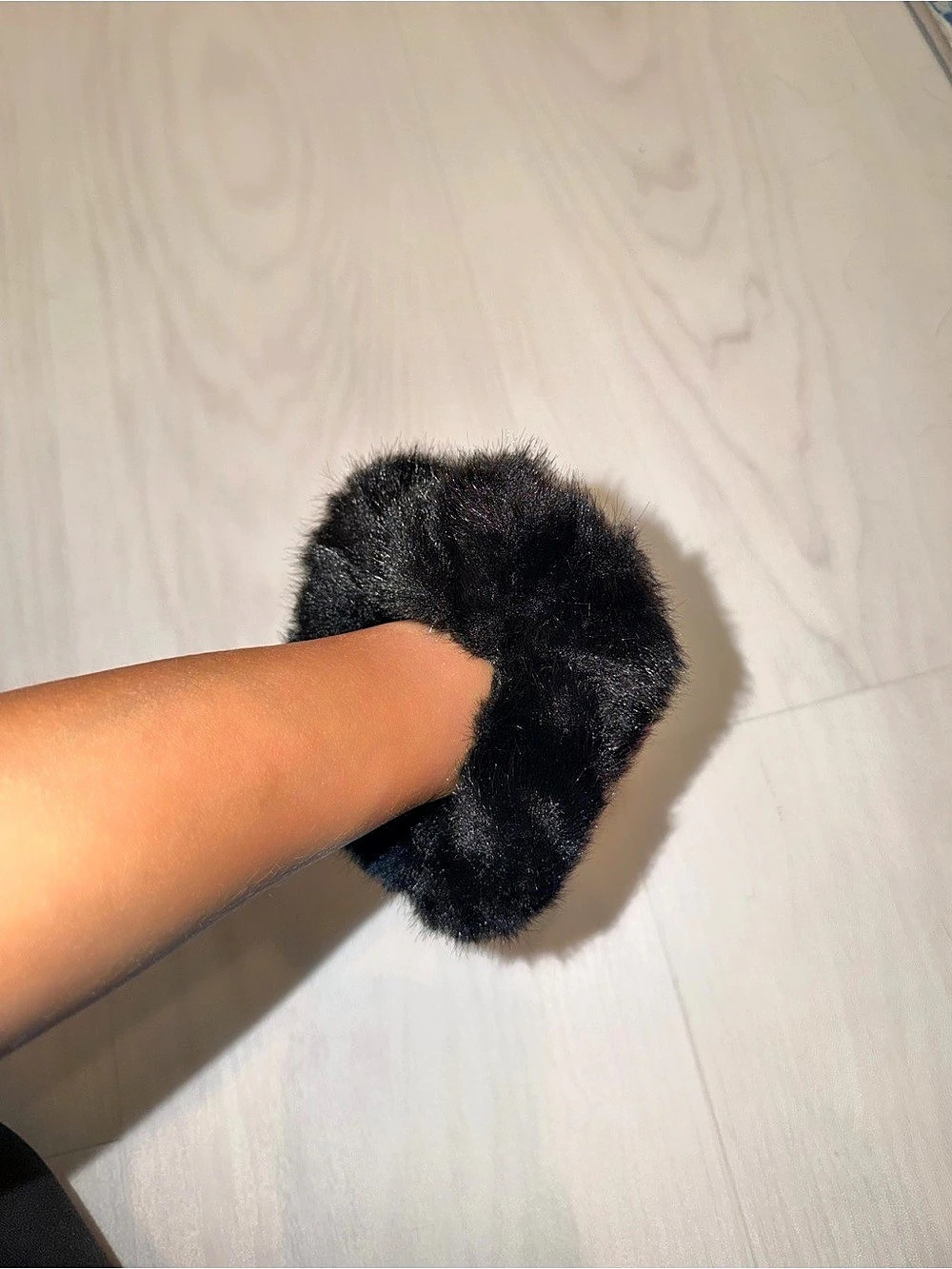 Black Fur Scrunchie